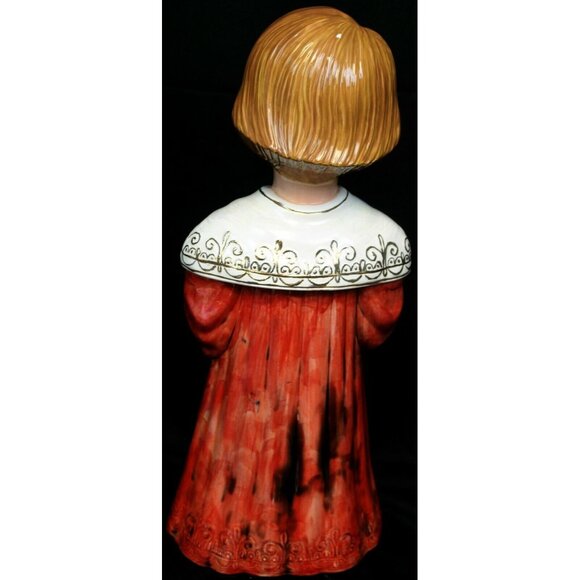 17" Hand Painted Ceramic Large Choir Boy Candle Holder Signed 2004 Christmas - Picture 7 of 12